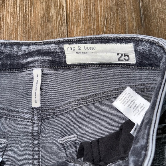 Rag & Bone Casey High Rise Ankle Straight Leg Jeans Grey Raw Hem - Picture 7 of 10